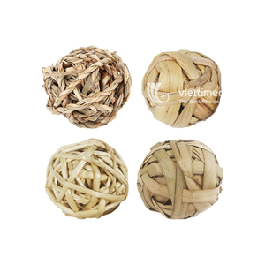 Boule d'ornement de Noël, ensemble de décorations d'arbre en paille tressée faites à la main, ornement suspendu écologique pour la décoration des fêtes - Product Image 4