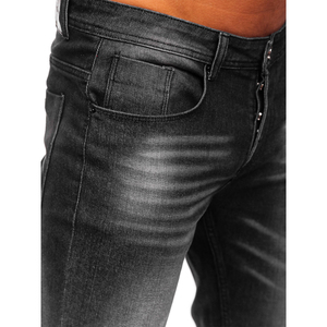 Jeans en denim stretch slim de haute qualité pour hommes, tissu confortable, broderie, design délavé pour un usage quotidien décontracté, vente en gros - Product Image 6