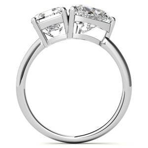 Anillo de compromiso de lujo con dos piedras de moissanita con corte esmeralda y corte corazón, en oro blanco macizo de 10K, estilo Toi et Moi, para mujer. - Product Image 6