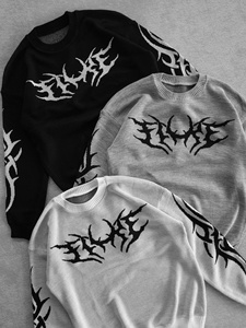 Premium Quality Custom Y2K Tribal Pattern Knit Sweater Manufacturer Drop Shoulder Heavyweight <b>Crewneck</b> - Product Image 5