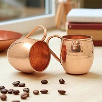 Taza Moscow Mule de Cobre con Asa, Acabado Martillado, Diseño Moderno, Ecológica, para Uso en Interiores y Exteriores