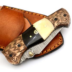 Couteau de poche pliant EDC artisanal en acier Damas de haute qualité – Offre spéciale – Couteau pliant d'extérieur en acier Damas - Product Image 4