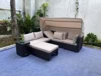 Fabriqué au Vietnam, ensemble de canapé d'angle en rotin moderne 5 places avec coussins, meubles de jardin pour salon, hôtels, villas, loisirs