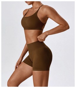 Women Sportswear Two Piece Workout Outfit Breathable Crop Fitness <b>Top</b> <b>And</b> Soft Training <b>Shorts</b> For Active Lifestyle - Product Image 1