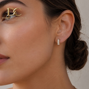 Nouveauté - Boucles d'oreilles en or massif 14 carats avec diamants de laboratoire taille brillant pour femme - Cadeau de fiançailles, de mariage ou d'anniversaire - Product Image 2