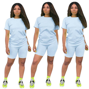 Conjunto de 2 Piezas para Mujer, Shorts y Top Deportivo de Manga Corta, Estilo Casual de Verano - Product Image 2