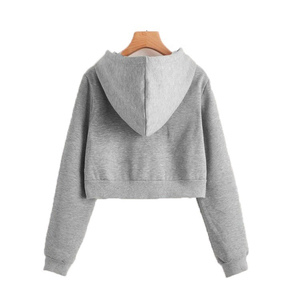 Sweat à capuche court pour femme, élégant et décontracté, à manches longues, style streetwear tendance, haut confortable pour le quotidien - Product Image 2