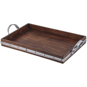 Luxury Black Walnut Wood Serving Tray with Gold <b>T</b>-<b>Bar</b> Handles - Rounded Corner Timber Platter - Product Image 5