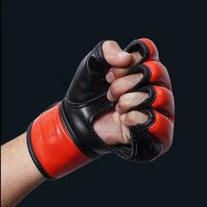 Nuevos Guantes de Boxeo de Medio Dedo para Entrenamiento de Kick Boxing y MMA, Transpirables, de Cuero Vacuno Dorado, en Venta - Product Image 6