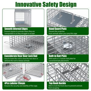 Trampa de Acero Plegable de 27x7.5x8 pulgadas para Captura y Liberación de Animales Vivos, Ideal para Gatos, Gatos Callejeros, Castores y Erizos, para Dueños de Mascotas - Product Image 5