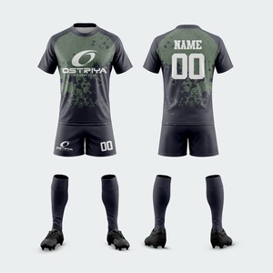 Diseña Tu Propio Uniforme de Rugby Unisex Personalizado, Mangas Cortas, Impreso, 100% Poliéster, Malla Antibacteriana, Cintura Elástica, Secado Rápido - Product Image 3