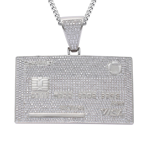 Colgante de Plata de Ley 925 Bañado en Oro con Diamantes de Moissanita Personalizados Estilo Rapper Hip Hop, Diseño Tarjeta de Crédito Iced Out - Product Image 4