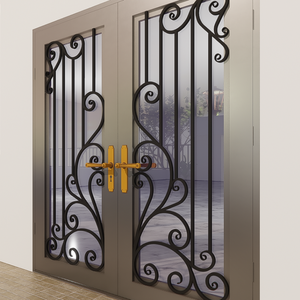 Portes en fer forgé de luxe pour maisons, porte d'entrée en acier et verre sur mesure, porte extérieure moderne pour villa et maison résidentielle - Product Image 4