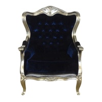 Silla de ala de reproducción antigua, sofá de estilo francés, sillón de madera de una plaza, silla de sala de estar para muebles europeos para el hogar