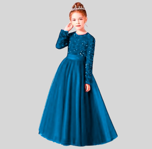 Robe de soirée princesse en velours brodé de sequins Morpichh pour filles, en tulle souple, pour événements, vente en gros OEM ODM - Product Image 1
