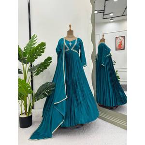 Designer Regional Clothing Gown and Dupatta with Intricate Thread and Sequence Work - Product Image 5