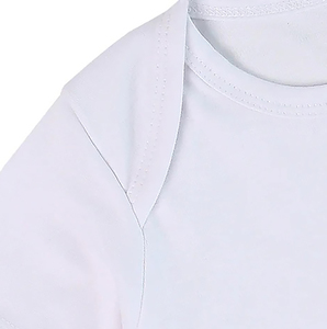 Baby Boys White Short Sleeve <b>Onesie</b> Round Neck 100% Cotton Breathable Knitted Solid Color Regular Fit With Buttons - Product Image 5