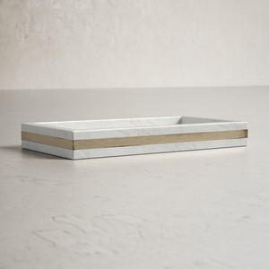 Assiette de service rectangulaire élégante en céramique avec incrustation dorée, design minimaliste, finition polie, vaisselle et assiettes - Product Image 5