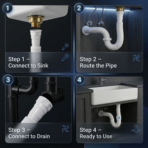 Manguera de Desagüe de PVC Flexible y Duradera de Alta Calidad, Tubería Plegable para Lavabo de Baño y Fregadero de Cocina - Product Image 2