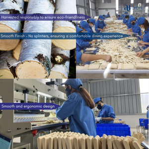 Kit de utensilios de madera de abedul de 160 mm, ecológicos y desechables, para negocios de distribución y suministro de comida para llevar de alta resistencia. - Product Image 6