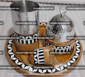 Plateau artisanal avec incrustation de nacre, chocolat, présentoir de fruits sucrés, de qualité supérieure pour les mariages et les occasions festives, en provenance d'Inde - Product Image 5