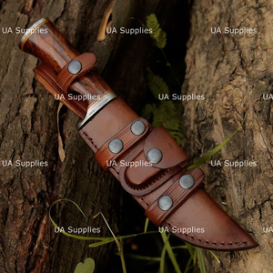 Couteau de chasse Bowie à lame fixe en acier Damas fait main, pointe tombante, manche en bois, épaisseur 0,5 mm, longueur totale 15 pouces, fabrication OEM - Product Image 5