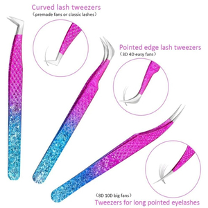 Pinzas Profesionales de Alta Calidad para Extensión de Pestañas, Acero Inoxidable, Personalizables, Plateadas, Punta Lisa y Dentada - Product Image 3