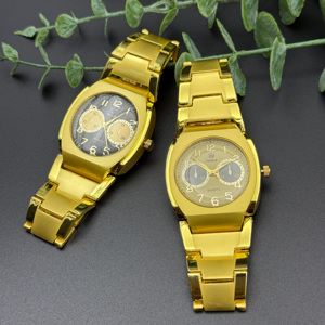 นาฬิกาควอทซ์สองสีสำหรับคู่รัก, นาฬิกาข้อมือหรูหราหลายหน้าปัด, นาฬิกาแฟชั่นสายเหล็กสีเงินและสีทองสำหรับผู้ชายและผู้หญิง - Product Image 1