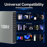 Station de charge USB de bureau 12 ports 1200W GaN4 à affichage numérique, chargeur rapide multi-appareils 8PD140W 4QC30W pour ordinateur portable