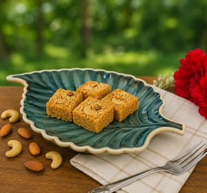 Elegant <b>Ceramic</b> Leaf Serving Platter for Snacks, Dry Fruits & Desserts Blue Leaf-Shaped <b>Ceramic</b> Snack <b>Plate</b> for Home & Dining - Product Image 3
