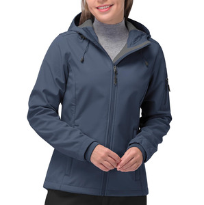 Veste softshell pour femme au design moderne, manches longues, fermeture éclair, capuche avec protège-menton, poignets élastiques, imperméable - Product Image 1