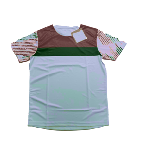 T-shirt à manches courtes pour homme, rayé rouge, vert et blanc, col rond, coupe classique, style décontracté, tissu jersey imprimé par sublimation, 100% - Product Image 5