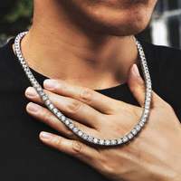 Chaîne Hip Hop Iced Out 3mm 4mm 5mm Or Argent CZ Chaîne Tennis Bijoux de Mode Unisexe pour Hommes Femmes