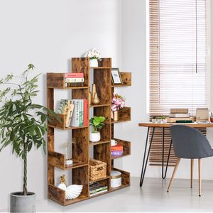 Libreria Moderna a 12 Ripiani a Forma di Albero per Casa, Ufficio e Hotel, Espositore per CD, Dischi e Libri con Elegante Design 'Vi' - Product Image 1