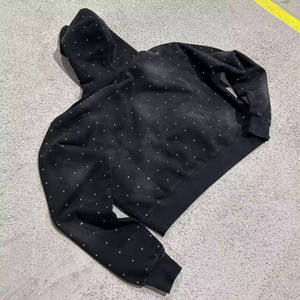Sudadera con Capucha para Hombre con Pedrería, Algodón Premium de Alto Gramaje, Estilo Urbano de Lujo, Oversize, de Moda - Product Image 5