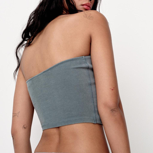 Top Bandeau Personalizado para Mujer, Acanalado, 100% Algodón, Ligero, de Secado Rápido, con Aberturas, Top Deportivo para Yoga - Product Image 1
