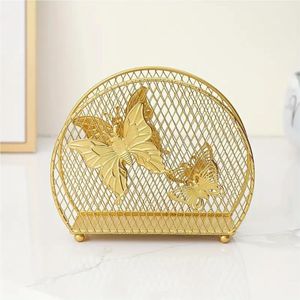 Support de serviettes moderne en fil métallique doré en forme de papillon, porte-mouchoirs en papier, organisateur de rangement pour la table de cuisine et la décoration de fête - Product Image 1