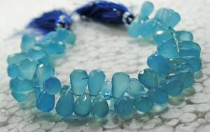 ลูกปัดหินแคลเซโดนีสีน้ำเงินธรรมชาติทรงหยดน้ำเจียระไน สำหรับทำเครื่องประดับ ขายส่ง - Product Image 5