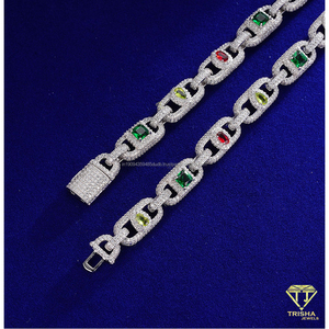 Cuban Link Necklace With Moissanite Diamond Luxury Iced Out 925 <b>Sterling</b> <b>Silver</b> Hip Hop Jewelry For <b>Men</b> Women Wholesale - Product Image 4