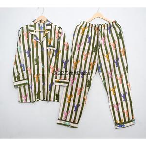 Conjunto de Pijama de Dos Piezas para Mujer, Manga Larga, Estampado Floral, Algodón, Tejido de Punto Transpirable y Cómodo, Cintura Elástica - Product Image 5
