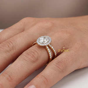 Sterling Silver Lab Grown Diamond Oval Cut Halo Engagement <b>Ring</b> <b>Split</b> Shank Pave Set Bridal Wedding Party <b>Ring</b> High Quality - Product Image 5