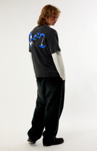 T-shirt noir à double manche coupe classique pour homme 2026, col roulé blanc à manches courtes, style streetwear décontracté, 100 % coton tricoté - Product Image 4