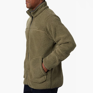 Veste en sherpa à double poche pour homme, sur mesure, de haute qualité, 100% coton, polaire solide, douce et confortable, avec broderie pour l'hiver - Product Image 3