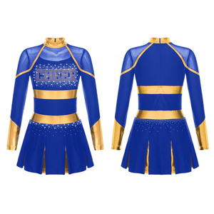 Uniforme de cheerleading unisexe personnalisé OEM de haute qualité, tenue d'équipe pour femmes avec ensembles de strass, vente en gros - Product Image 5