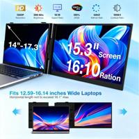 Moniteur d'extension d'écran portable S8Max ultra-fin 15,3 pouces IPS 1200p LCD double écran, protection des yeux, HDR, Plug-and-Play pour PC, Mac, PS5