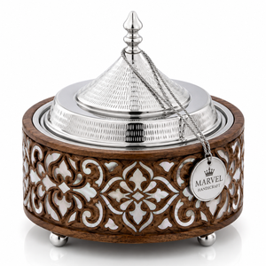 Marvel Handicraft Luxury Wooden Insulated Casserole with Stainless Steel Tagine Lid Premium Hot <b>Food</b> <b>Server</b> Decorative Gift Bowl - Product Image 1