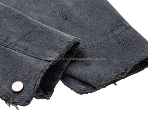 Vintage Reversible Zippered Closure Work Jackets for Men Women Embroidered Loose Heavy Washing Damaged <b>Coats</b> Streetwear Style - Product Image 3