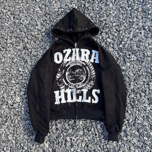 Sweat à capuche zippé personnalisé 100 % coton de haute qualité avec broderie, effet délavé, pour homme, grammage lourd 400-500 GSM - Product Image 4