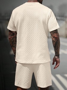 Nouvel ensemble survêtement décontracté pour homme, t-shirt à capuche oversize et short, en coton 100% uni, séchage rapide, tricoté, style urbain - Product Image 5