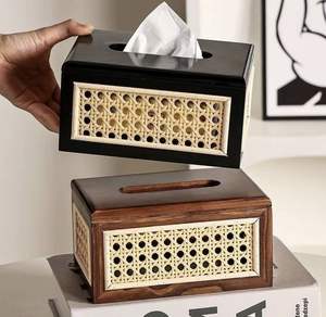 Caja de pañuelos de madera con base magnética – Soporte de pañuelos faciales de madera de pino de primera calidad para baño, sala de estar y uso en hoteles - Product Image 1